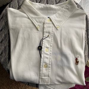 White 4 button collar polo